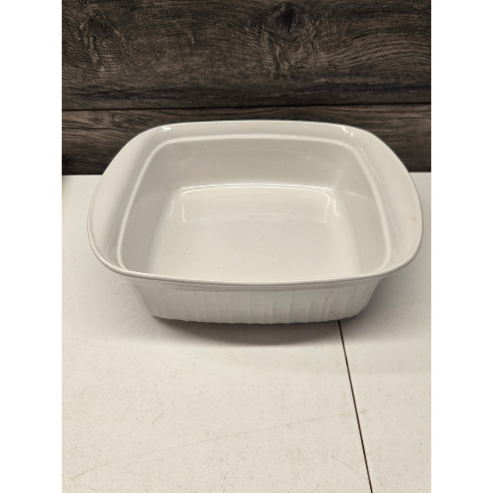 CorningWare French White 8 Inch Square Baker Stoneware Casserole Dish White